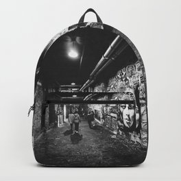 Seattle, Post Alley murals Backpack | People, Black and White, Photo, Vintage, Eerie, Architecture, Street, Night, Grunge, Face 