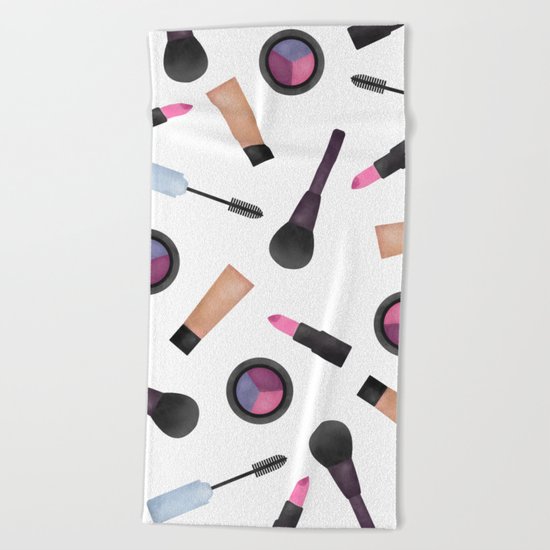 Scattered Makeup Pattern Beach Towel