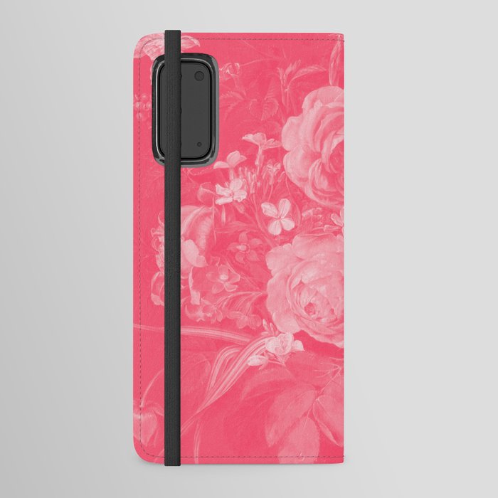 Vintage Flowers Deep Pink Floral Android Wallet Case