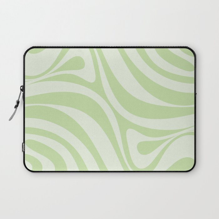 New Groove Retro Swirl Abstract Pattern in Pastel Light Green Laptop Sleeve
