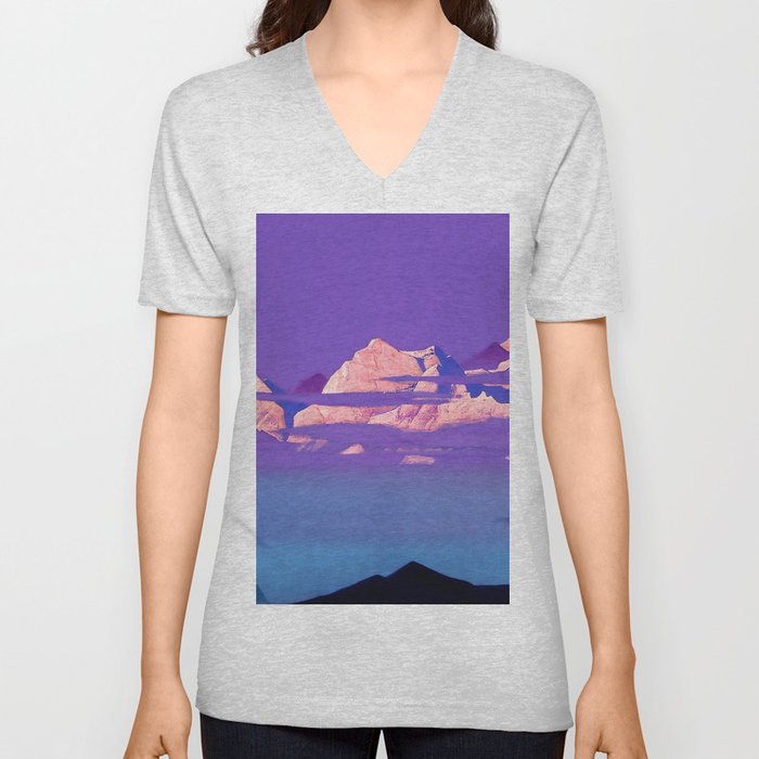 “Himalayas” by Nicholas Roerich V Neck T Shirt