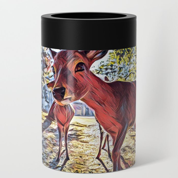 Deer Photo Bomb - Realistic Deer Drawing Can Cooler