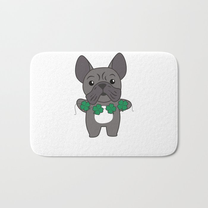 French Bulldog Shamrocks Cute Animals For Luck Bath Mat