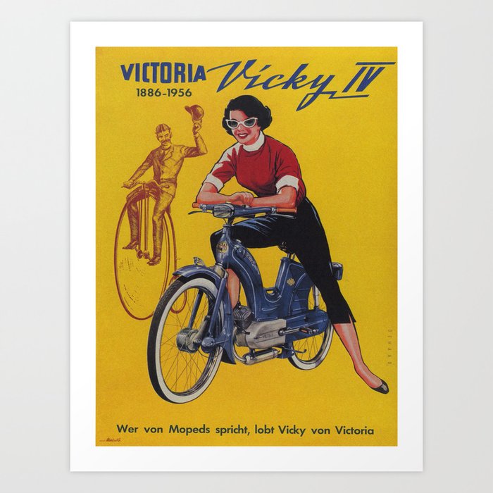 Vintage poster - Moped Art Print