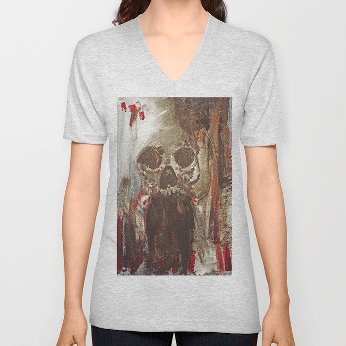 Happy Skull V Neck T Shirt