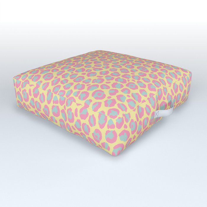Yellow pink blue cheetah print Outdoor Floor Cushion