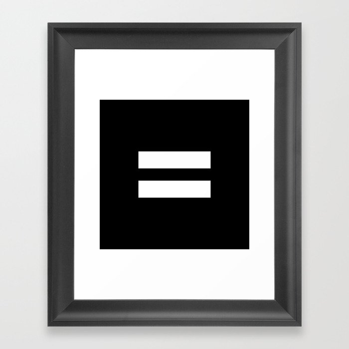 Equal Sign (White & Black) Framed Art Print