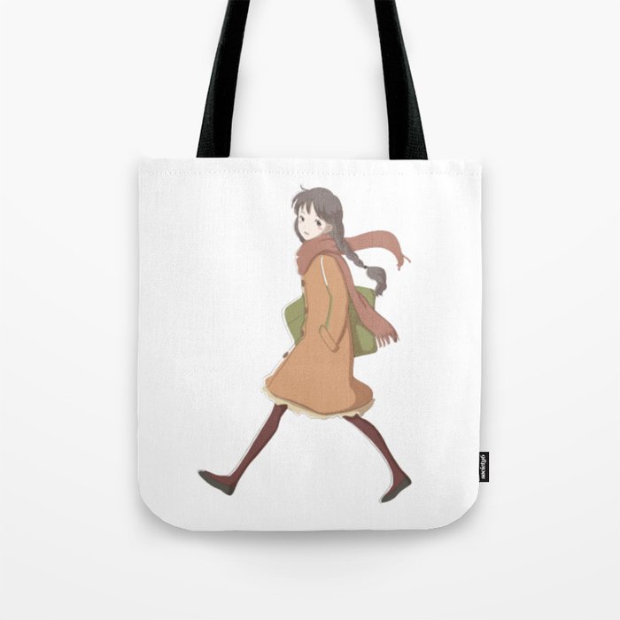 Anime Girl Walking Tote Bag