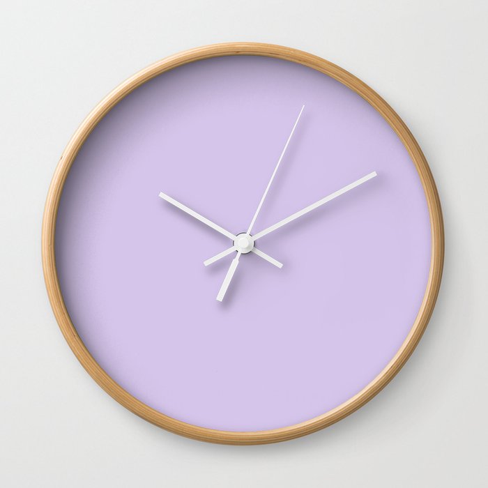 Pastel Lilac Purple Solid Color Pairs to Coloro 2023 Color of the Year Digital Lavender 134-67-16 Wall Clock