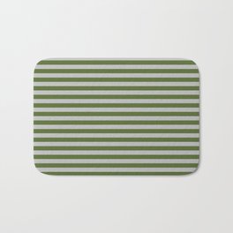 [ Thumbnail: Grey and Dark Olive Green Colored Lines Pattern Bath Mat ]