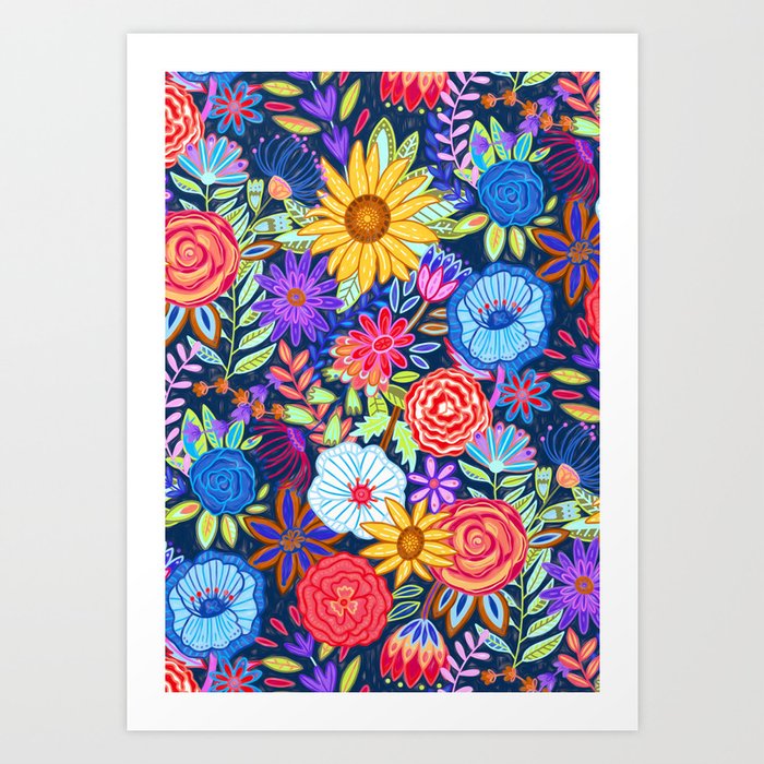 Festive Funky Floral Art Print