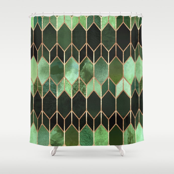 Stained Glass 5 - Forest Green Shower Curtain