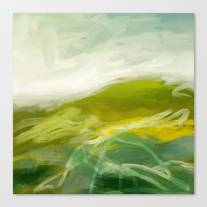 green landscape abstract art Canvas Print