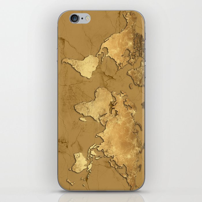 world map marble gold 3 iPhone Skin