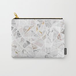 White Marbel Stone Geometric Carry-All Pouch