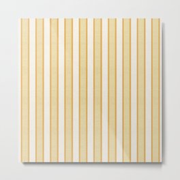 Pastel Yellow And Gold Braid Cabana Stripes On Off-White Cream Vintage Aesthetic Metal Print