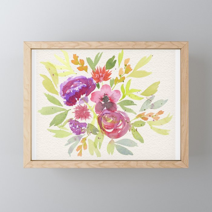 Deep Purple Floral Bouquet Framed Mini Art Print