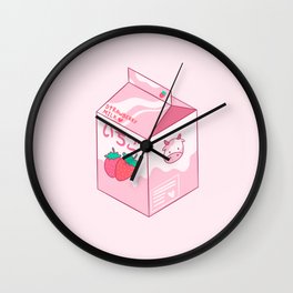 Kawaii Strawberry Milk Shake Wall Clock