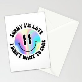 Sorry I'm late, I didn't want to come - Holographic Smiley Stationery Cards