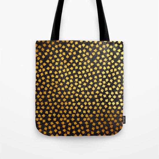 AUTUMN - small gold leaves on chalkboard background Tote Bag