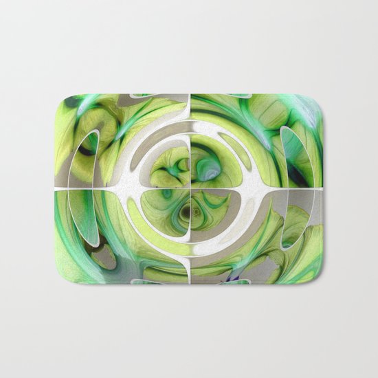 Lime and Green Abstract Collage Bath Mat