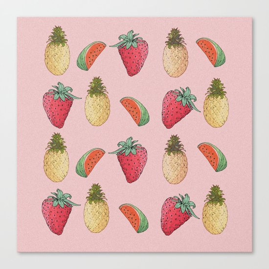 watermelon, pineapple, and Strawberry Canvas Print