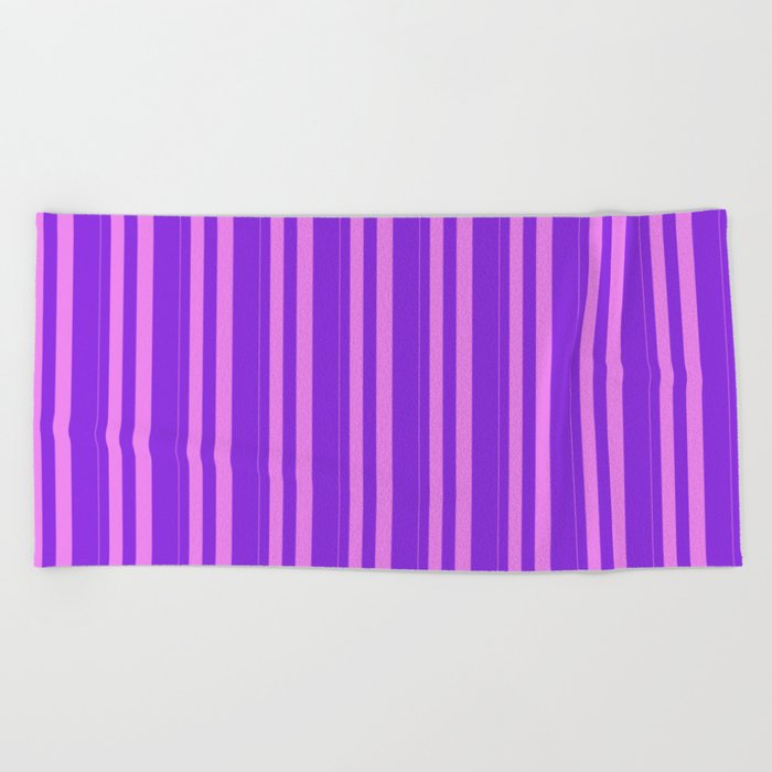 Violet and Purple Colored Stripes/Lines Pattern Beach Towel