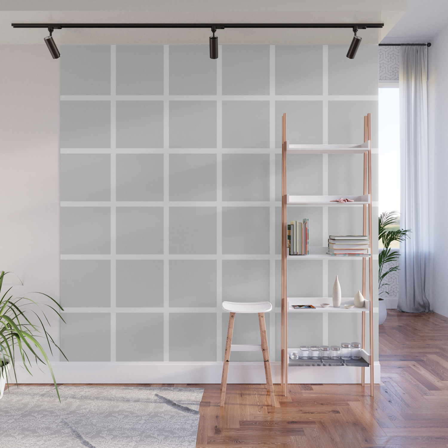 Simple Modern Gray Background With A White Grid Wall Mural By 5mmpaper Society6