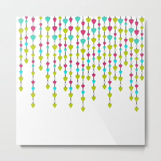 Pearl beads and hearts . Metal Print