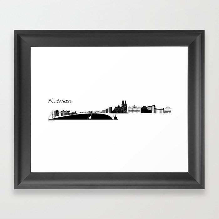 Skyline Fortaleza - Panoramic illustration Framed Art Print