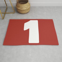 1 (White & Maroon Number) Area & Throw Rug