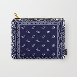Bandana - Navy Blue - Southwestern - Paisley  Carry-All Pouch | Camping, Cowboy, Farmhouse, Midwest, Horses, Bohemian, Bandana, Midwestern, Graphicdesign, Westernstyle 