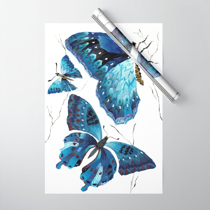 Aesthetic blue butterflies Wrapping Paper