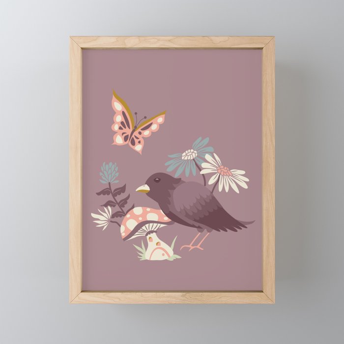 Wonderland Garden - Mauve Framed Mini Art Print
