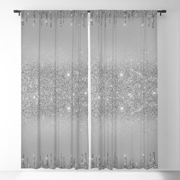 Dripping Silver Glitter  Blackout Curtain