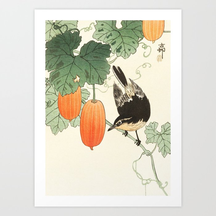 Ohara Koson, Bird Sitting On The Tree - Japanese Vintage Woodblock Print Art Print