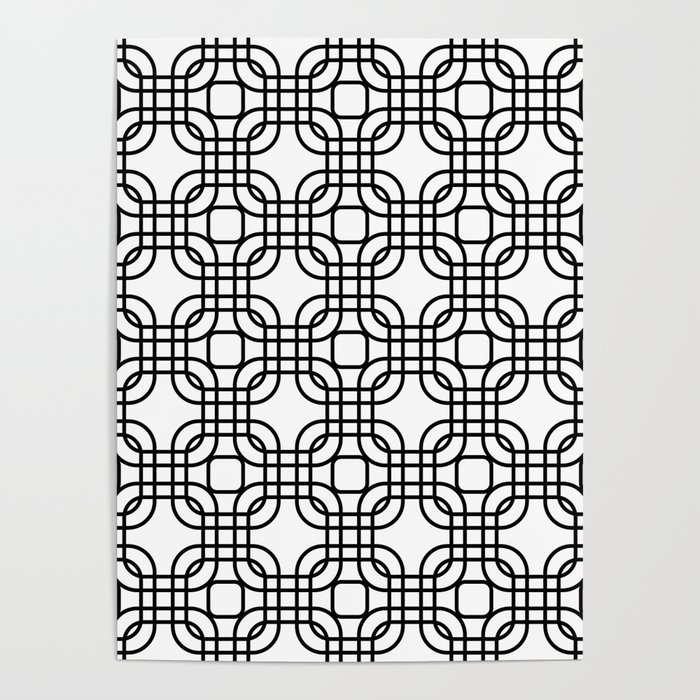 Black and White Geometric Lattice Poster