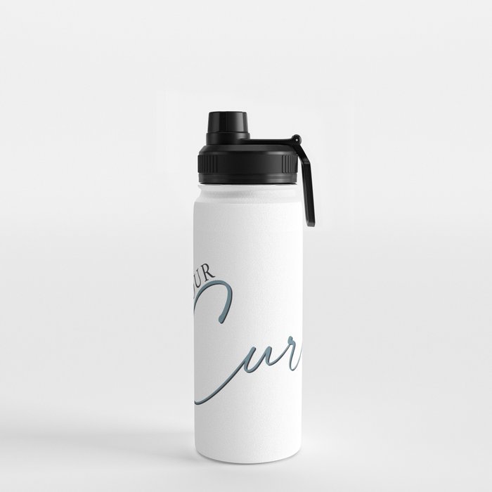 Love Your Curves Body Positivity Design - Curvy Girl Purple Hair Curved Text Water Bottle