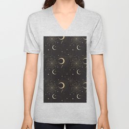 Space universe star and moon  V Neck T Shirt