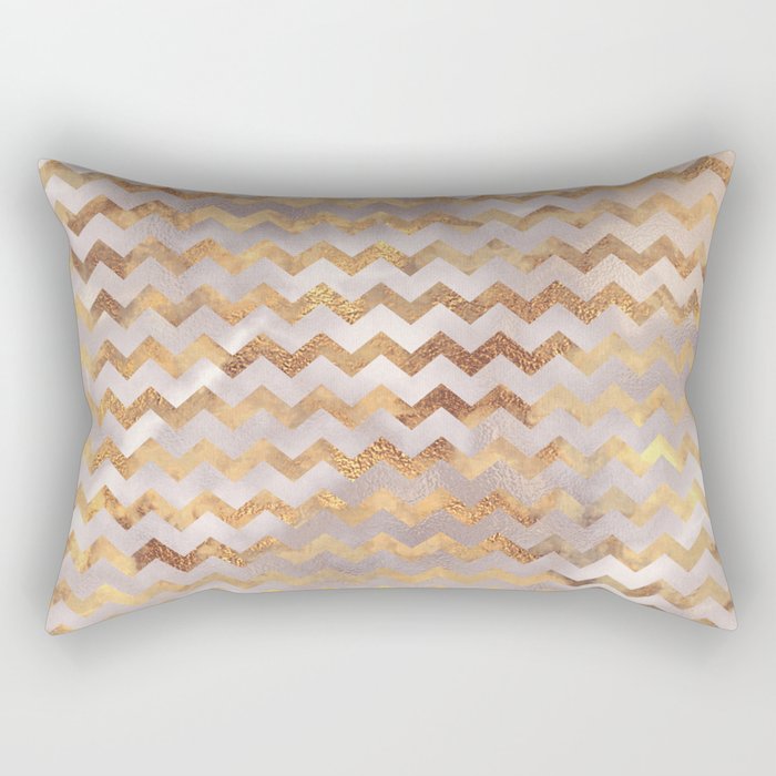Elegant chic faux gold chevron marble pattern Rectangular Pillow