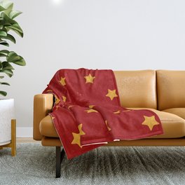 Christmas Pattern Red Yellow Star Throw Blanket