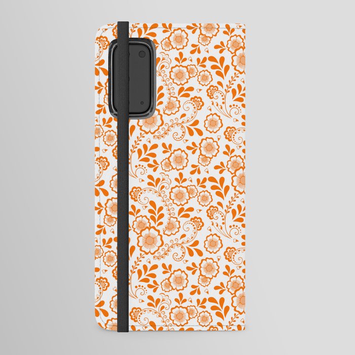 Orange Eastern Floral Pattern Android Wallet Case