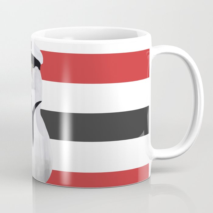 Captain Seagull on Red and Black Stripes Coffee Mug
