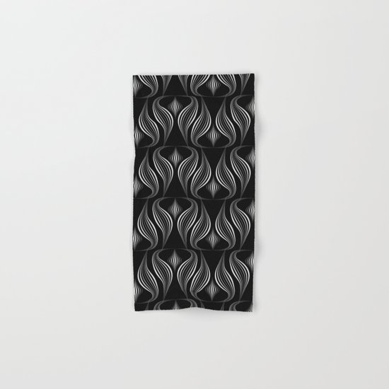 Art Deco . Black and white pattern ." Waterfall ". Hand & Bath Towel