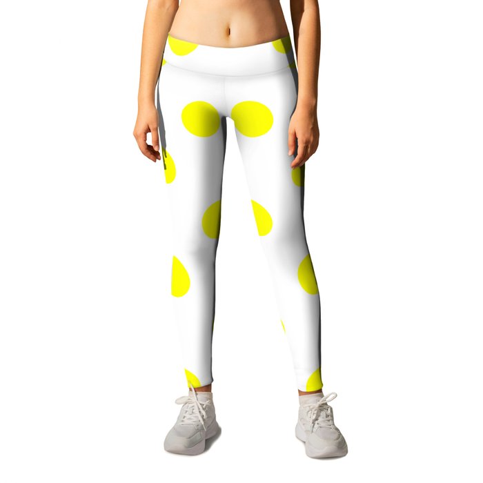 Polka Dots - Yellow on White Leggings
