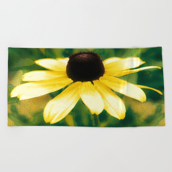 Vibrant Yellow Coneflower Beach Towel