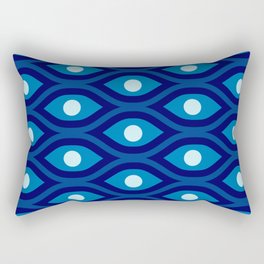 Groovy Abstract Colorful Retro Pattern - Blue and Navy Rectangular Pillow