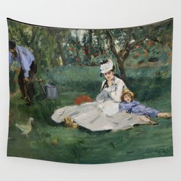 Édouard Manet - The Monet Family in Their Garden at Argenteuil (1874) Wall Tapestry