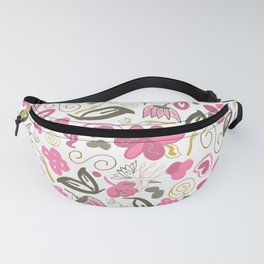Unreal Flowers — Pink Green Gold Fanny Pack