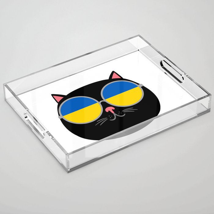 Proud Ukrainian Cat Ukraine Flag Acrylic Tray